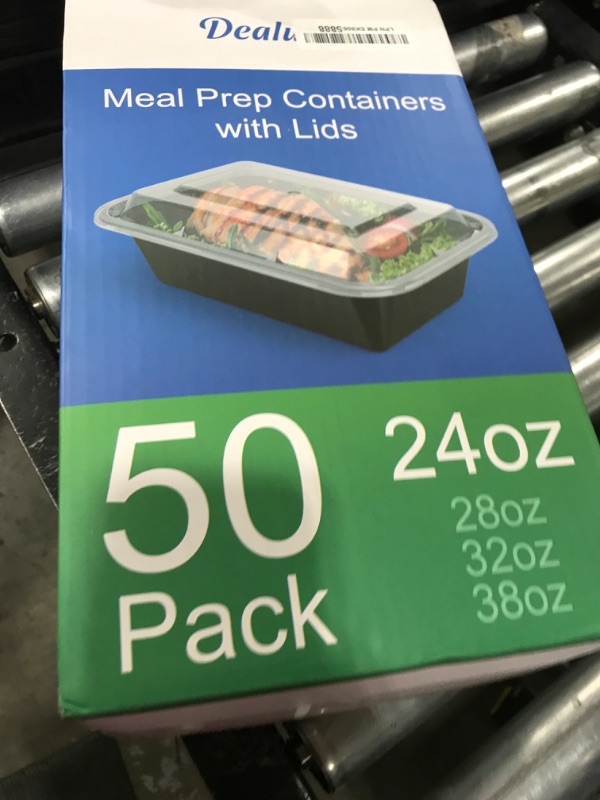 Photo 1 of Dealusy 50 Pack (100-Piece) 24 oz Meal Prep Containers Reusable with Lids, Sturdy Leakproof & Food Safe, Microwave, Freezer, Dishwasher Safe Prep Containers, To Go Take Out Plastic Food Storage