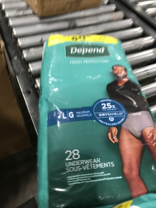 Photo 1 of Depend Fresh Protection Adult Incontinence Underwear for Men, Disposable, Maximum, Large, Grey, 28 Count, Packaging May Vary
