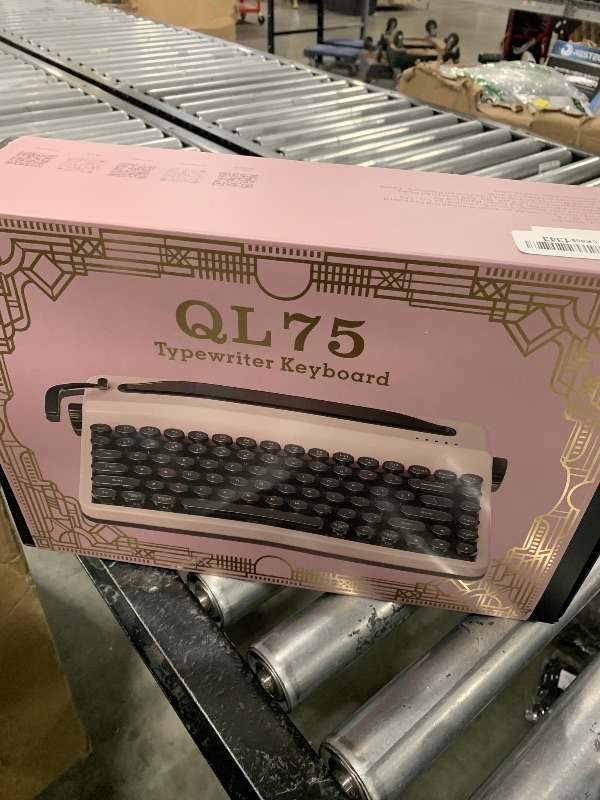 Photo 1 of YUNZII QL75 Wireless Typewriter Hot Swap Retro Mechanical Keyboard,Punk Round Keycaps,RGB Backlit QMK/VIA Programmable,Multi-Device Keyboard with 2.4GHz/Type-C/BT5.0 (Pink, Cocoa Cream V2 Switch)