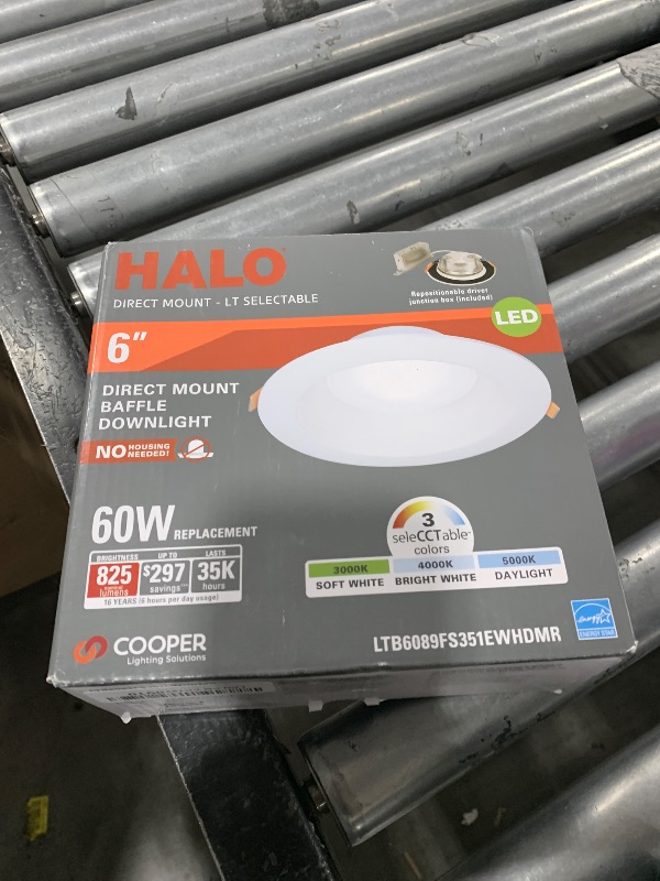 Photo 1 of HALO LTB 6-inch Selectable CCT (3000K-5000K) Integrated LED, White Recessed Light, Dimmable Retrofit Trim