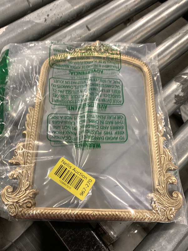 Photo 1 of Vintage Vanity Makeup Desk Mirror?Antique Traditional Chic Arch Table Mirror Gold?Decor Wood Framed Small Standing Carved Arendahl Mirror for Living Room,Bedroom,Tabletop 11.8" x 9.6"