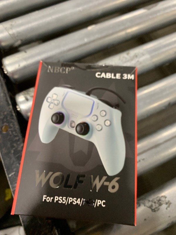 Photo 1 of NBCP Wired PS5 Controller - Gaming Controller for PlayStation 5, PS4, PC/Steam, Turbo & Linear Hall-effect Trigger, Dual Vibration, 3.5mm Audio Jack - White