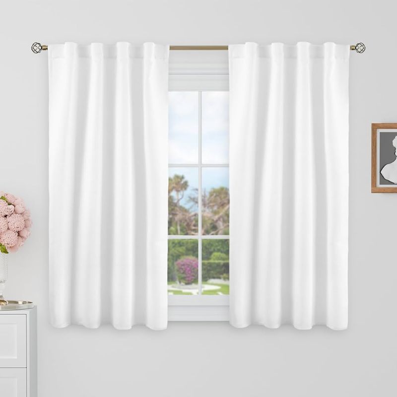 Photo 1 of BGment Blackout Curtains 40 Inch Length for Small Window - 38 x 40 inch Curtains Rod Pocket and Back Tab Thermal Room Darkening Curtains for Kitchen/Cafe Room, 2 Window Panels, Beige