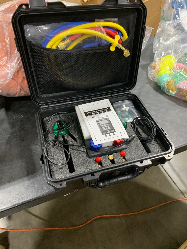 Photo 1 of MOTOCOCHE Digital Manifold Gauge Set HVAC 2-Way Valve, R410a R22 Refrigeration Gauges, AC Manifold Gauge with Thermometer Clamps (Upgrad Dual Test Data)