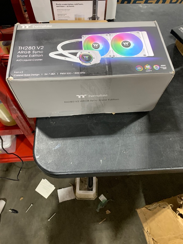 Photo 1 of Thermaltake TH280 V2 ARGB Sync/AlO Liquid Cooler/Fan 140mm*2/PWM 500~1800 RPM/Mirror Waterblock/MB ARGB Sync Control/White, CL-W377-PL14SW-A