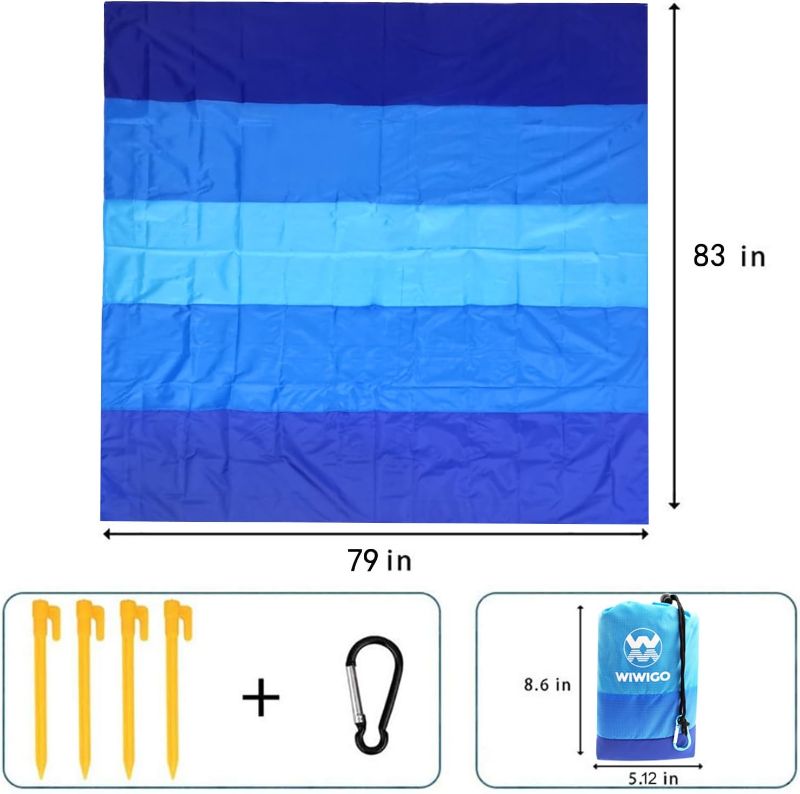Photo 1 of Beach Blanket Waterproof Sandproof Beach Mat 79" X 83"/10'x9'for 2-8 Adults Quick Drying Outdoor Picnic Mat Beach Accessories for Travel, Camping, Hiking
