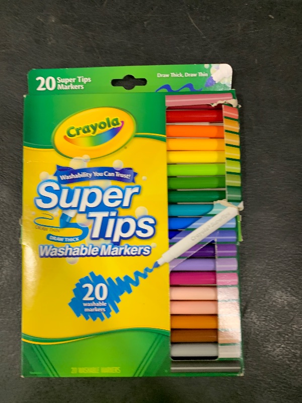 Photo 1 of Crayola 588106 Washable Super Tips Markers, Assorted, 20/Set
