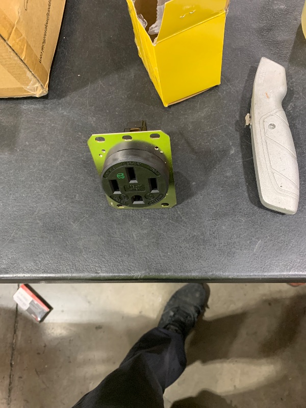 Photo 1 of Hubbell HBL9450A Straight Blade Device Receptacle, RTP, Industrial Grade, 3-Pole 4-Wire Grounding, 50A 125/250V, 14-50R