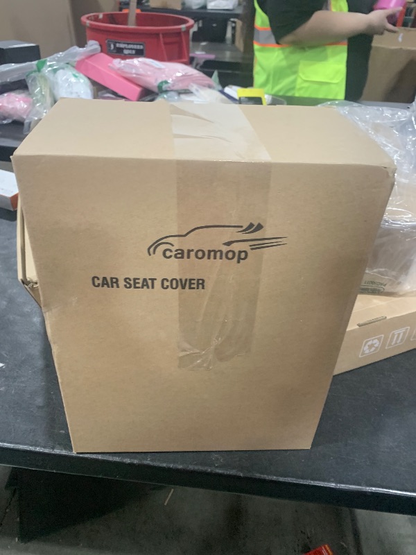 Photo 1 of CAROMOP Luxury PU Leather Car Seat Covers Full Set-Waterproof Seat Protectors with Split Bench Seat Covers for Cars-Universal Cars Interior Covers for Sedans, SUVs, Pick-up Trucks(Beige/Beige Line)