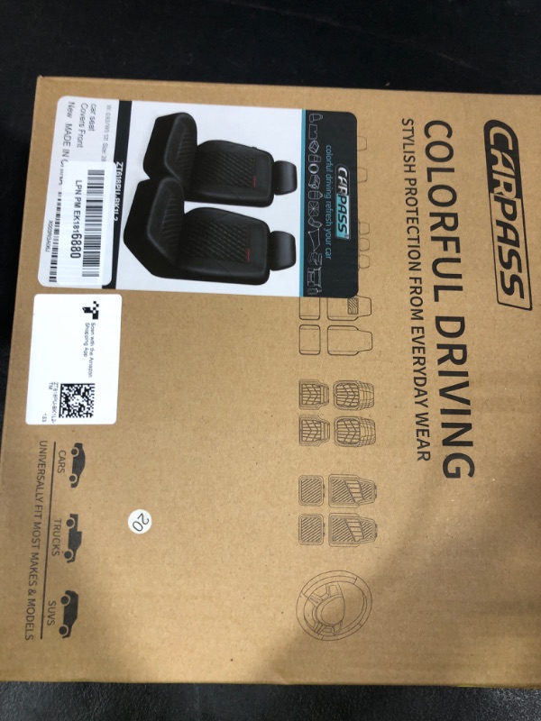 Photo 1 of CAR PASS Quilting Leather Seat Cover Two Front Seats Only, Universal Fit Automotive Front Seat Covers Waterproof Deluxe PU Premium Vinyl Luxury for Cars Sedan Van SUV Airbag Compatible 2 Pieces,Black