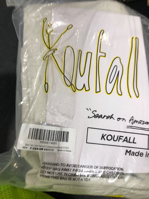 Photo 1 of KOUFALL 92 Inch Curtains for Living Room 2 Panels Set,Back Tab Room Darkening Linen Blackout Curtains 92 Inches Long for Bedroom,Cream Ivory