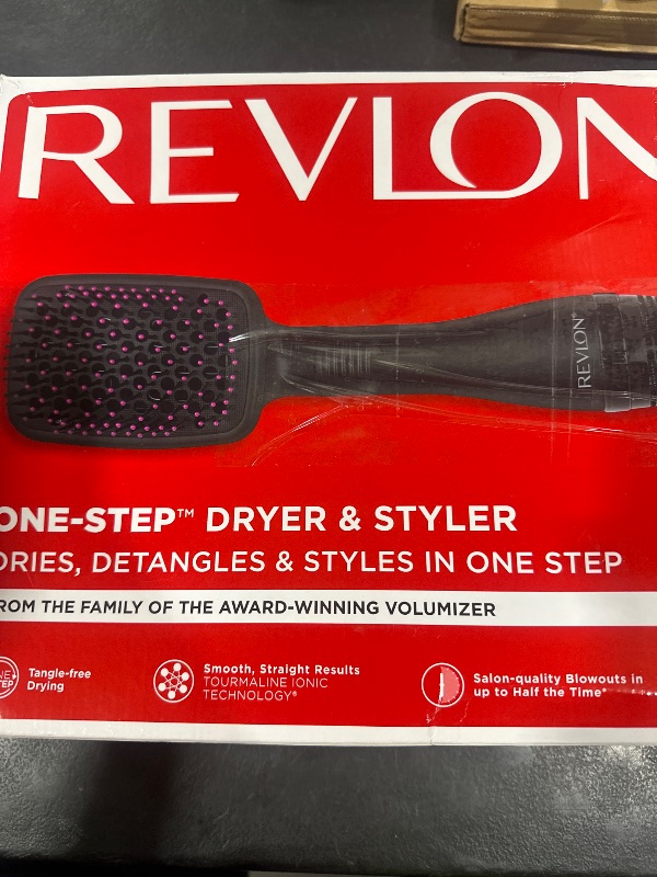 Photo 1 of REVLON One-Step Hair Dryer and Styler, All-in-One Detangling and Straightener Brush for Salon-Quality Smooth, Straight Hair, More Shine and Less Frizz, Black