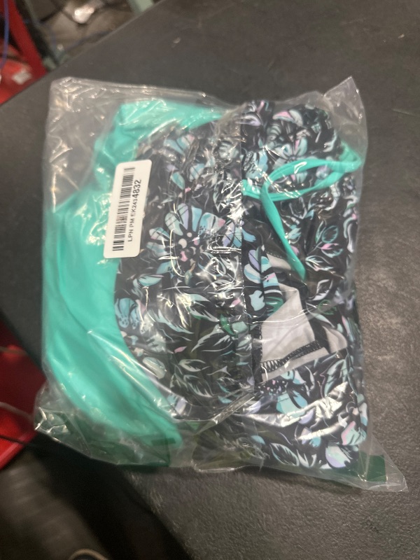 Photo 1 of Aqua Eve Two Piece Women's Tankini Swimsuits Blouson Swim Tank Top with Shorts Modest Bathing Suits Blue Green Flower XXL