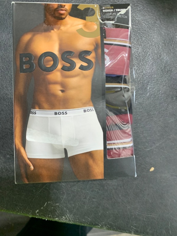 Photo 1 of BOSS HUGO BOSS Men's 3-Pack Stretch Cotton Regular Fit Trunks, Navy/Charcoal/Blue, MEDIUM