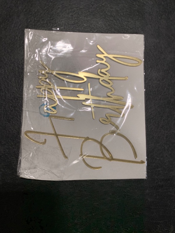 Photo 1 of Grevosea Gold Mirror Acrylic Happy Birthday Cake Topper, 1pc, Perfect for Cake, Cupcake, Dessert Decor, Multiple Occasions