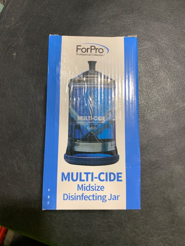 Photo 1 of ForPro Professional Collection Multi-Cide Midsize Disinfecting Jar, Disinfectant Glass Jar for Manicure & Spa Implements, 21 Ounces