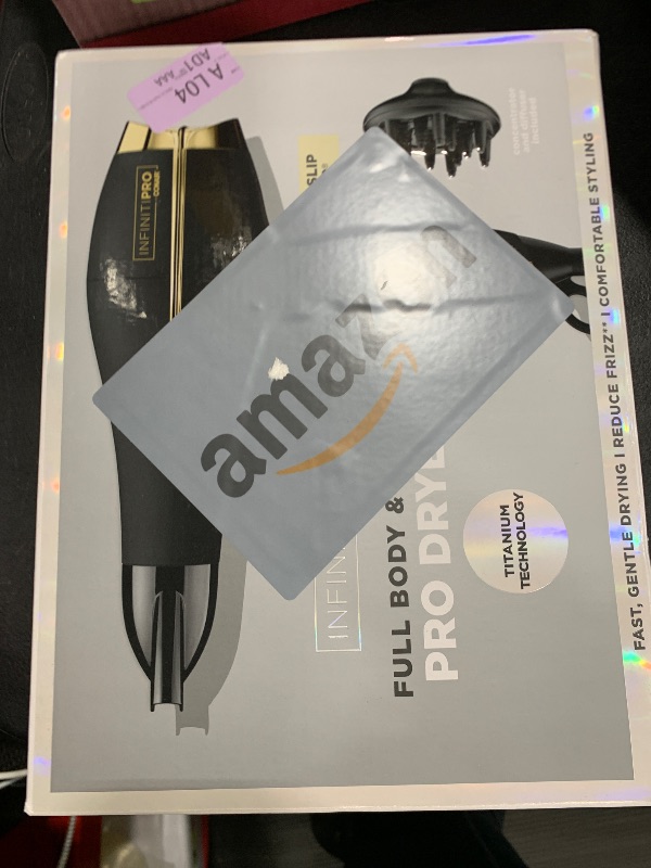 Photo 1 of INFINITI PRO by CONAIR Hair Dryer, 1875W Blow Dryer with Diffuser and Concentrator, Ceramic Technology, 3 Heat & 2 Speed Settings, Cold Shot Button, Black