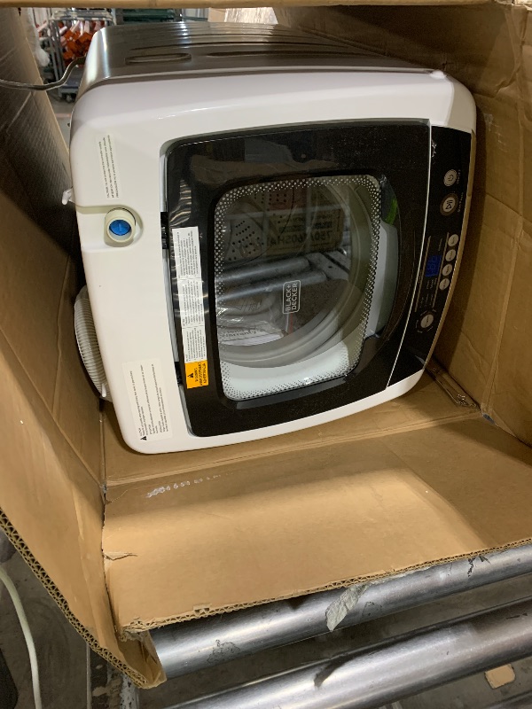 Photo 1 of BLACK+DECKER 0.9 Cu. Ft. Portable Washer, 6.6 lb. Capacity Washing Machine for Homes & Apartments, 5 Wash Cycles, Quick Connect Sink Adapter and Drain Hose Included, Transparent Lid, BPWM09W, White
