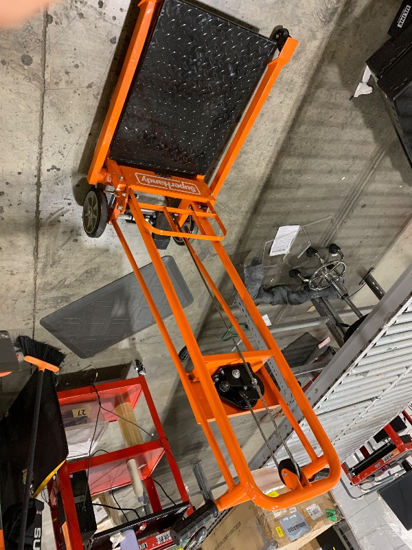 Photo 1 of SuperHandy Material Lift Winch Stacker, Pallet Truck Dolly, Lift Table, Fork Lift, 330 Lbs 40" Max Lift w/ 8" Wheels, Swivel Casters [Patent Pending]