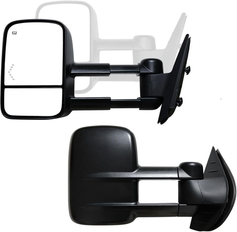 Photo 1 of Towing Mirrors Compatible with 2007-2014 Chevy Silverado 1500 2500 3500 Suburban GMC Sierra Yukon with Power Heated Arrow Signal Light Black Side Mirrors Set
