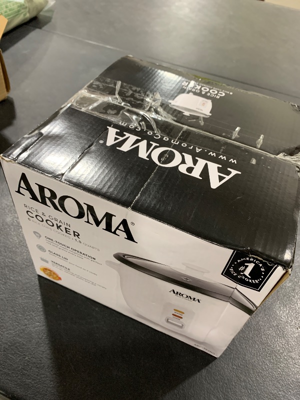 Photo 1 of Aroma Housewares Aroma 6-cup (cooked) 1.5 Qt. One Touch Rice Cooker, White (ARC-363NG), 6 cup cooked/ 3 cup uncook/ 1.5 Qt.