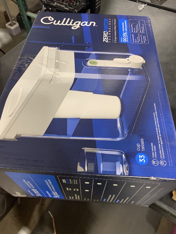 Photo 1 of Culligan with ZeroWater Technology 33-Cup Water Filter Dispenser – Includes 5-Stage Advanced Water Filter, Certified to Reduce Lead, Total PFAS (Forever Chemicals), Mercury, Fluoride, and Chlorine