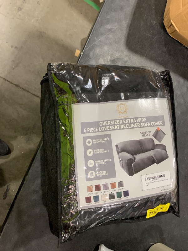 Photo 1 of ULTICOR Extra Wide 75" - 100", Reclining 2 Seater Sofa, Extra Wide Reclining Love Seat Slipcover, 6-Piece Velvet Stretch, Reclining Sofa Covers, Thick, Soft, Washable (Black)