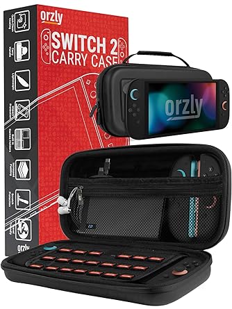 Photo 1 of Orzly Case for Nintendo Switch 2 Protective Travel Carry Case with Screen Padding, Game Cards & microSD Slots with Zipped & Open Pockets for Console Accessories - Gift Box Edition