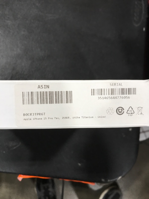 Photo 1 of Apple iPhone 15 Pro Max, 256GB, White Titanium - Unlocked (Renewed Premium)