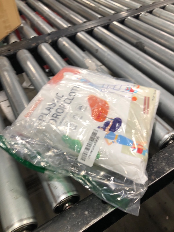 Photo 1 of 10 Piece Painter Plastic Drop Cloths Sheet,Waterproof Anti-dust Cover,9x12 Feet Disposable Tarp for Painting for Couch/Furniture Cover