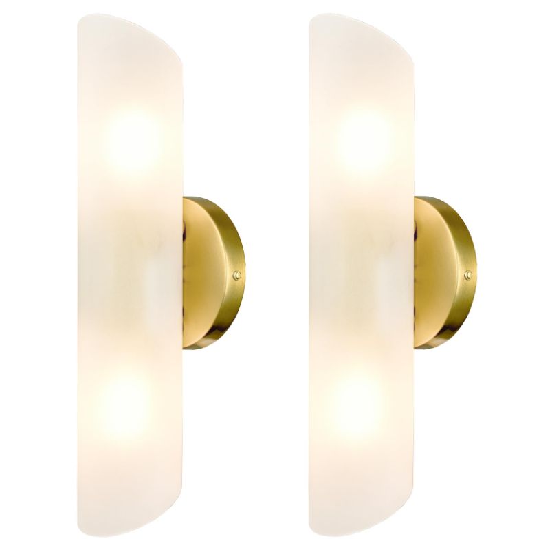 Photo 1 of Porphyions Frosted Wall Sconce Set of Two,Mid Century Brass Bathroom Sconce,Modern Gold Vanity Light,Brushed Gold Sconce Lighting