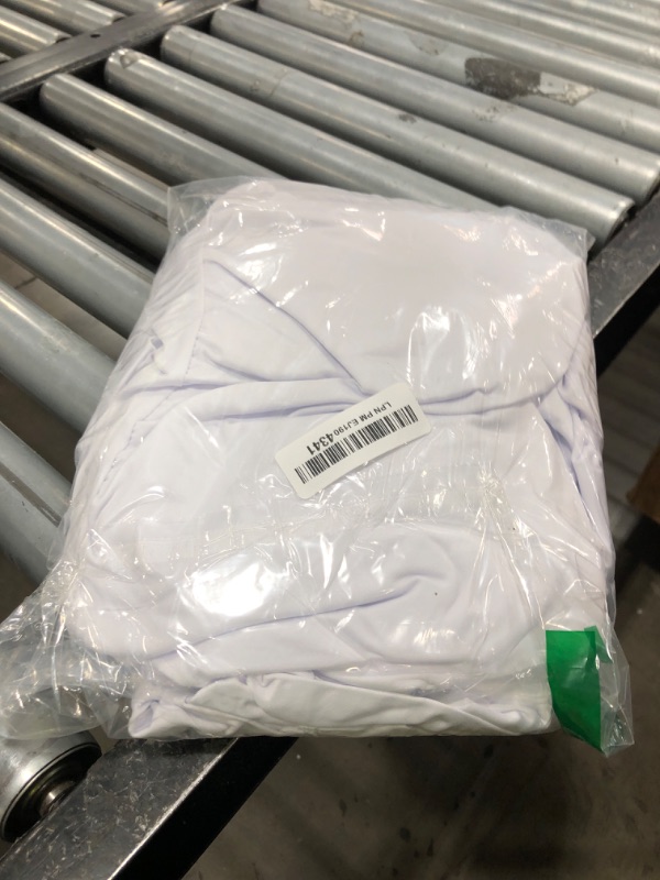 Photo 1 of BDDC Table Skirts for Rectangle Tables 6ft - One-Piece White Tablecloths and Skirt, Wrinkle Resistant Ruffles Elastic Cover for Banquets, Weddings, Events, Parties