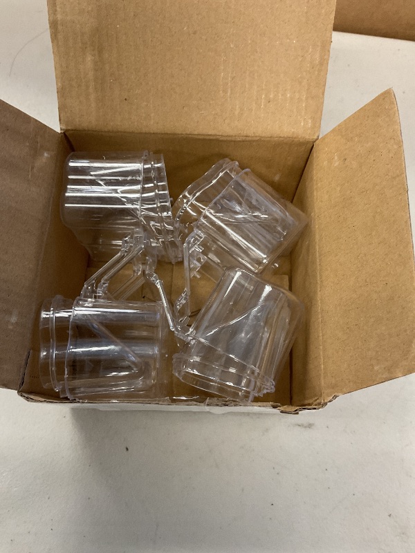 Photo 1 of 4 Pcs Bird Cage Feeder Plastic Cups Acrylic Feeding Bowl Anti- Splashing Water Food Feeder Box (for Bird Cage with Spring Door)