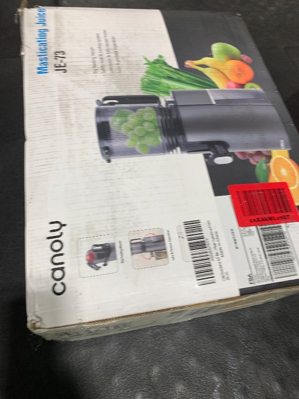 Photo 1 of Cold Press Juicer, 5.8" Wide Feed Chute Juice Extractor Machine with 400W, High Juice Yield, Slow Masticating Juicer for Whole Vegetables & Fruits, Black Gray