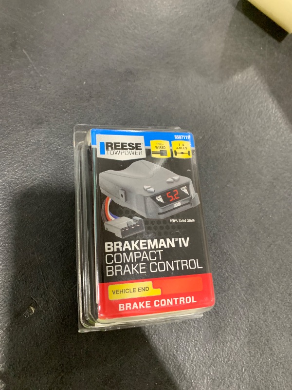 Photo 1 of REESE Towpower 8507111 Brakeman IV Time-Delay Brake Controller for Trailers with 1-4 Axles, Compatible with Ford, GM, Chevy, Dodge, RAM, Toyota, Jeep. Wiring Harness Sold Separately.