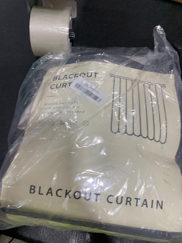 Photo 1 of 100% Blackout Shield Linen Blackout Curtains for Bedroom 108 Inches Long, Back Tab/Rod Pocket Living Room Drapes, Thermal Insulated Blackout Curtains 2 Panels Set, 50" W x 108" L, Beige