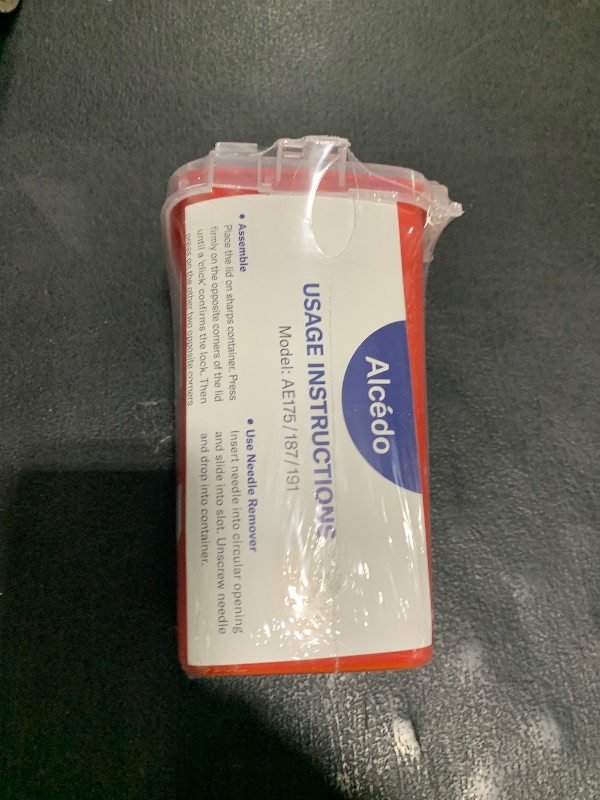 Photo 1 of Alcedo Sharps Container for Home Use 1 Quart (1-Pack) | Biohazard Needle and Syringe Disposal | Small Portable Container for Travel and Professional Use