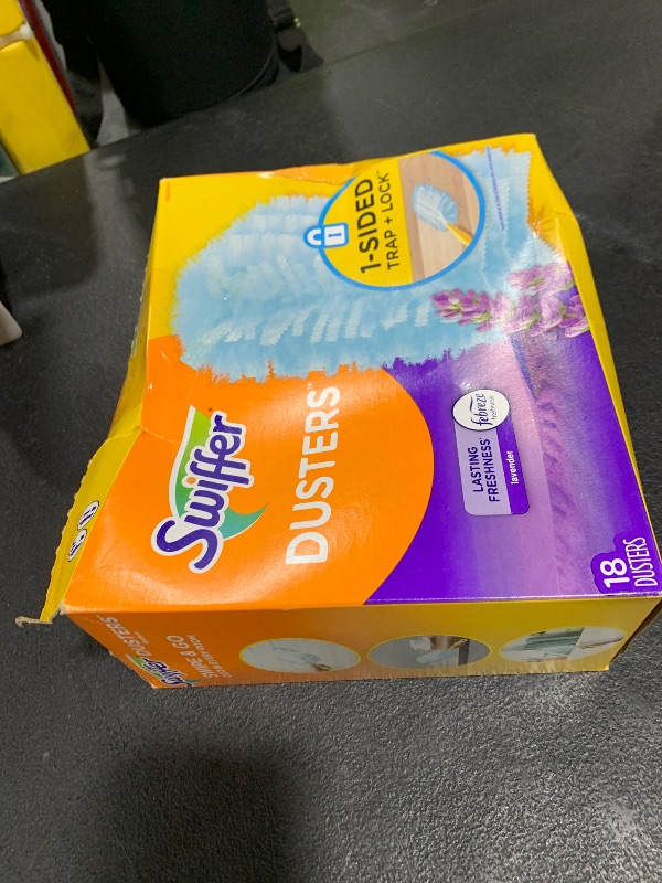 Photo 1 of Swiffer Dusters Refill for Cleaning, Feather & Microfiber Duster Disposable Alternative, for Dusting Furniture, Blinds, Ceiling Fans, Walls, Helps Remove Allergens, Lavender, 18ct