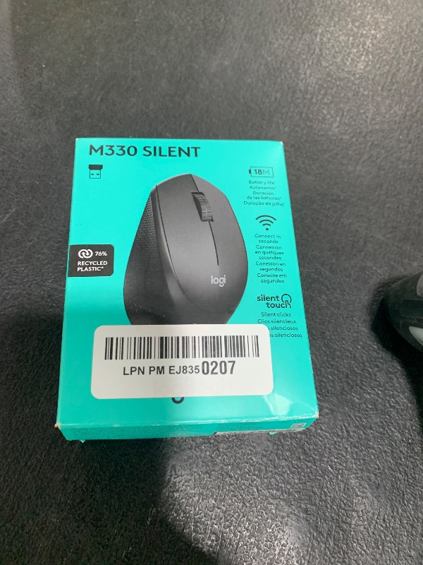 Photo 1 of Logitech M330 SILENT Wireless Mouse, 2.4GHz with USB Receiver, Optical Tracking, Quiet & Lightweight, Long Battery Life, for PC, Mac, Laptop, Chromebook - Black