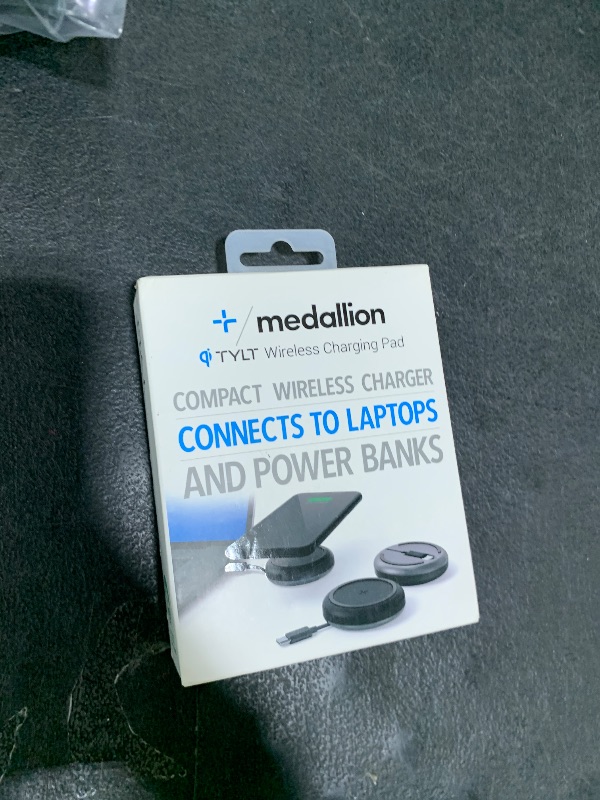 Photo 1 of TYLT Medallion- Portable QI Wireless Charging Pad, Fast Wireless Charger QI Certified 10W Max Compatible to Apple, Samsung, Wireless Buds, and Other Capable Devices | Connects to Laptop & Powerbank