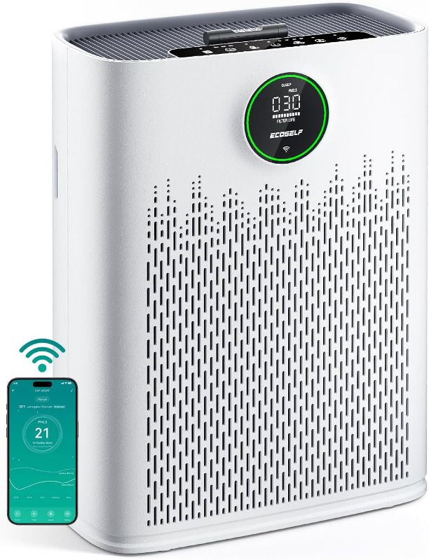 Photo 1 of Smart Air Purifier for Home Large Rooms, with WiFi Control, Covers Up to 2200 Ft², Smart Mode, AQI Display, 22dB Sleep Mode & Aromatherapy with 2X-Power Filtration, HAP603WF, Bright White