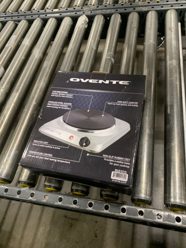 Photo 1 of OVENTE Electric Countertop Single Burner, 1000W Cooktop with 7.25 Inch Cast Iron Hot Plate, 5 Level Temperature Control, Compact Cooking 