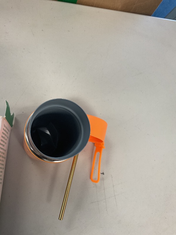 Photo 1 of Frank Green - Ceramic Reusable Bottle - Stainless Steel Water Bottle With Straw - Flip Straw Lid - 20oz - Neon Orange