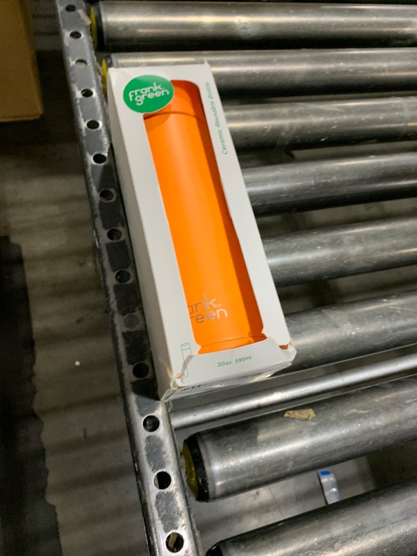 Photo 1 of Frank Green - Ceramic Reusable Bottle - Stainless Steel Water Bottle With Straw - Flip Straw Lid - 20oz - Neon Orange