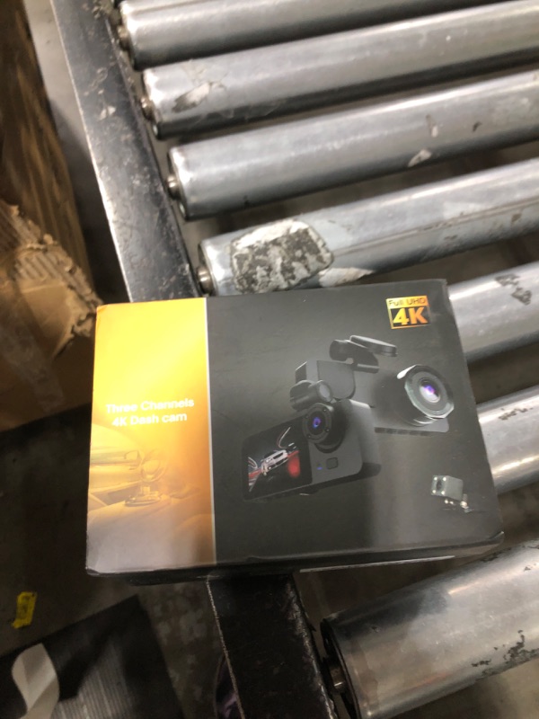 Photo 1 of 3 Channel Dash Cam,4K+1080P Dash Cam Front and Rear Inside, Dash Camera for Cars, Triple Car Camera with 32GB Card,Built-in G-Sensor, 2’’ IPS Display Car Camera,Loop Recording,24Hr Parking