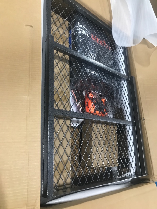 Photo 1 of MeeFar Folding Hitch Mount Cargo Carrier Basket 60" X 20" X 6"+Waterproof Cargo Bag 16 Cubic Feet(58" 19" 24"),Hauling Weight Capacity of 500 Lbs and A Folding Arm.with Hitch Stabilizer,Net and Straps