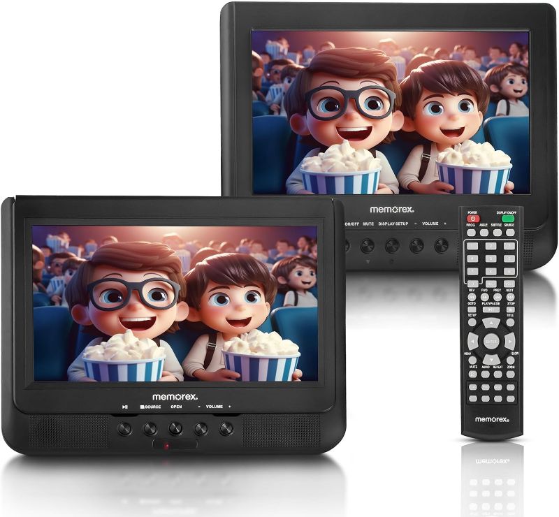 Photo 1 of PARTS ONLY --- Memorex 10-Inch Digital Dual Screen DVD Player | Dual Playback | Dual Headrest Mount | USB/SD/AV/Sync TV Playback, Rechargeable Battery | Car Mounting Kit, and 3-5 Hour Runtime for Road Trips