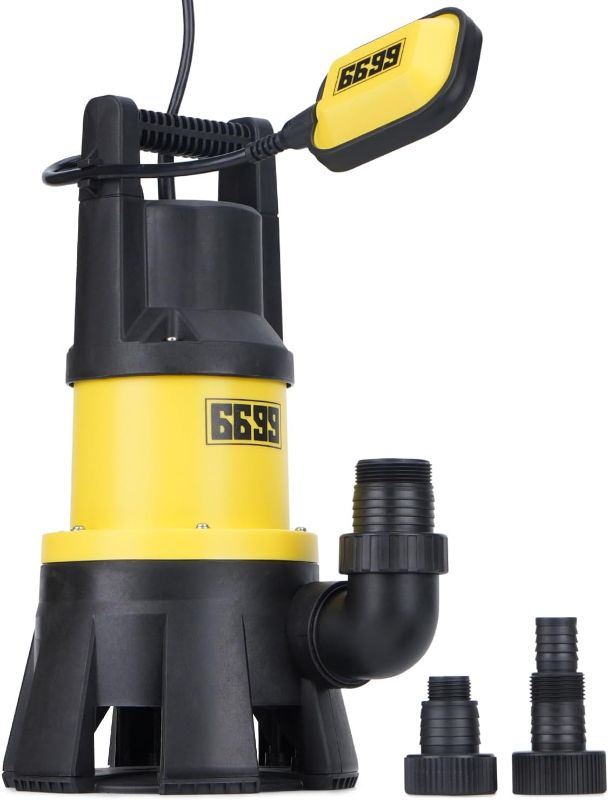 Photo 1 of 6000GPH Submersible Sump Pump with Float Switch1.5HP Sewage Effluent Pump with 16FT Power Cord for Pool Draining, Flooded House, Sump Pit, Pond Water Removal
