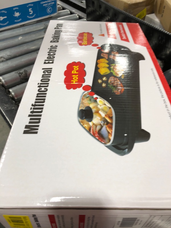 Photo 1 of 2 in 1 Electric Hot Pot with Grill,Indoor Non-Stick Barbecue Shabu-shabu Hotpot,1300W Smokeless Korean BBQ Grill Hot pot Combo with 5 Firepower Levels for 2-6 People