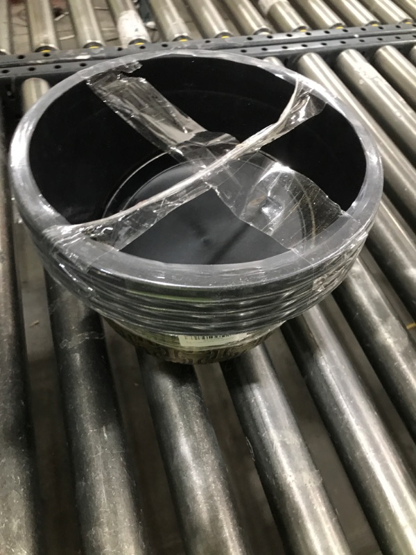 Photo 1 of 10 Inch Plant Pots, 4 Pack Flower Pots Outdoor with Drainage Holes & Trays, Retro Antique Imitation Decorative Garden Plastic Pots for Plants Indoor Sets for Houseplants